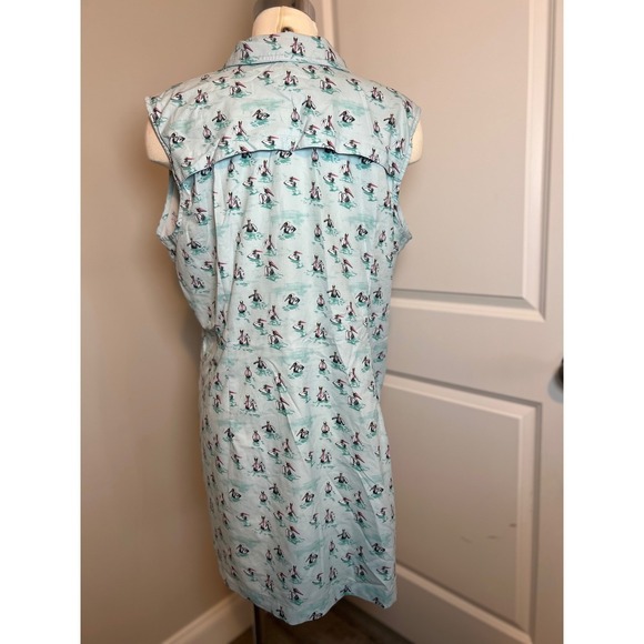 Reel Legends Mariner Sleeveless Collared‎ Shirt Dress Pelican Print Blue PXL - Picture 3 of 5